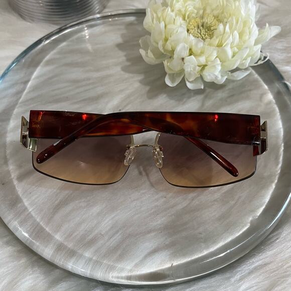 NEW Fantas-Eyes Y2K Rimless Square Oversized Tortoise Gradient Sunglasses NWOT - Picture 2 of 14